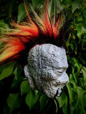 FLAME HAIR MOHAWK SHRUNKEN SILVER HEAD CAR MIRROR DANGLE GOTH 50s 