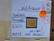 WEST AUSTRALIA POSTMARK ON SWAN STAMP DONGARA D 26.5 1909