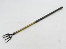 ANTIQUE EXTENDABLE FIREPLACE TOASTING FORK TOOL BRASS COLLECTIBLE