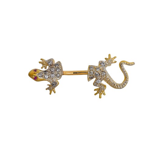 Pre owned 9ct gold lizard - cz,