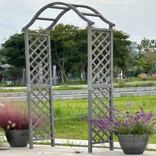 Garden Arch Wooden Pergola Feature Trellis Rose Climbing Plant Grey Wood Archway