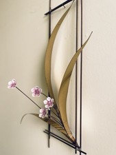 French 1950’s Metal Wall Art Sculpture With Flowers In Great Condition