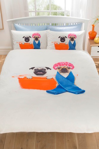 Bathtime pugs bedding double - bathtime,