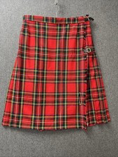 Vintage St Michael M & S skirt kilt size 18 pleated red tartan check wool blend