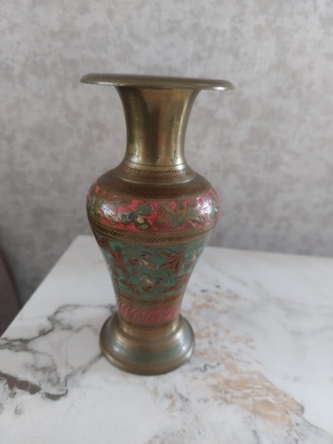 Vintage brass indian vase with - indian,
