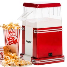 Popcorn Maker Machine Retro Hot Air Fat-Free Popcorn Popper 1200W Red Geepas