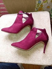 Gc Next Deep Red High Heel Shoes Thin Ankle Strap Sz 6 Needs Some Tlc