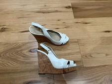Brand New Nine West White Cork Wedge Heel Sandals Size 3