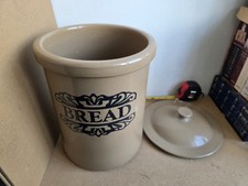 Large Vintage Glazed Stoneware Bread Crock Bread Bin. Staffordshire  14" HEAVY 