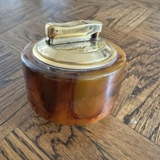 COLIBRI VINTAGE BAKELITE AMBER/BERNSTEIN AUTOMATIC TABLE GAS LIGHTER HUMMINGBIRD