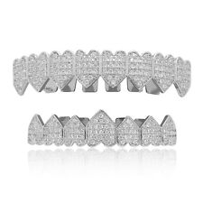 Grillz Hip Hop Grills Big 8 Top 8 Bottom Set ICED 5A+ CZ Gold Silver Color Teeth