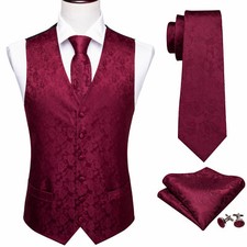 Mens Waistcoat Burgundy Red