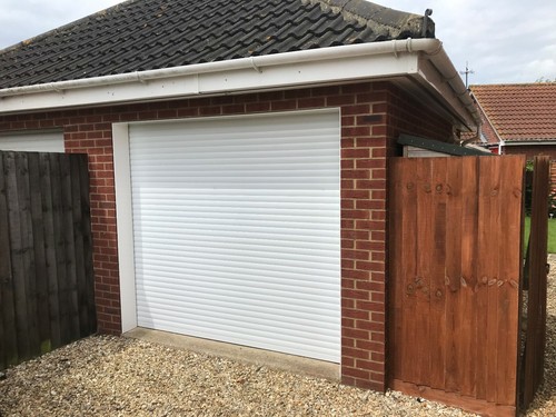 White roller garage door - white, with