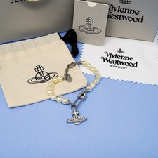 Vivienne Westwood Bracelet Pearl Silver Safety Pin Orb Bas Relief & Gift Box Set
