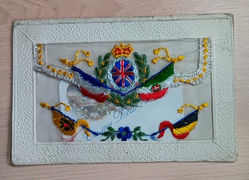 Ww1 embroidered silk postcard - embroidered,