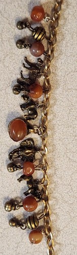 Gold tone carnelian stone - gold,