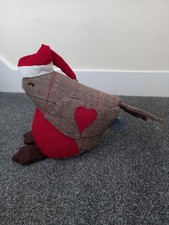 Robin Door Stop Fred & Ginger. Check fabric material.