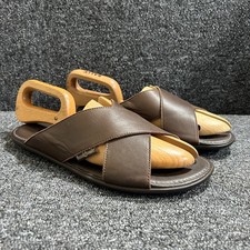 Russell & Bromley Slide Slip-On Slider Mens UK 9 EU 43 Brown Leather Italy