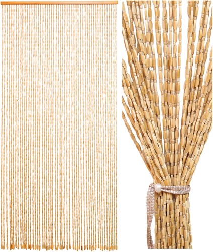 Bamboo beaded door curtain - bamboo,
