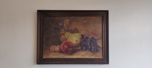 Antique framed oil canvas - framed,