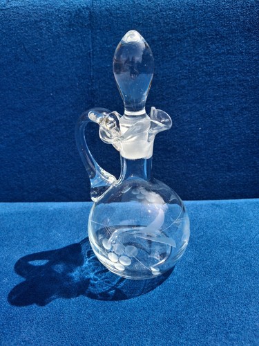 Vintage etched glass oil - vintage,