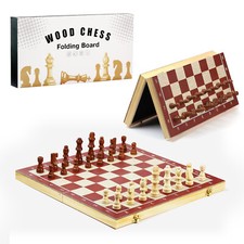 39X39cm Wooden Chess Set Folding Chessboard Magnetic Piece Wood Board Game Large