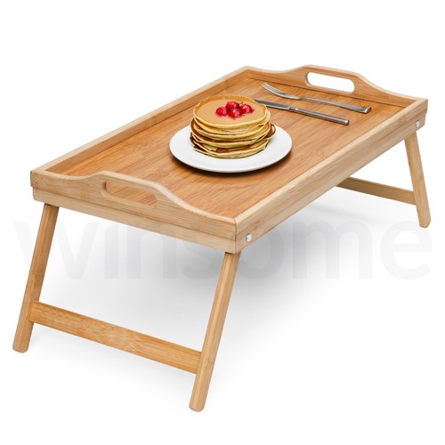Bamboo bed tray with folding - with,