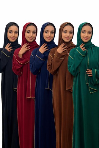 Ladies gold trim dubai abaya - ladies,