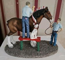 RARE 1998 CLYDESDALE STATUE BRAIDING BUDWEISER ANHEUSER BUSCH HORSES DALMATION