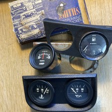 Vintage 1960s 70s Smiths Jaeger Car Temperature, x2 Amps & Fuel + 2clock pods