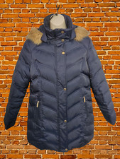KENNETH COLE NAVY BLUE COAT MEDIUM DUCK DOWN WOMENS FAUX FUR HOOD PADDED JACKET