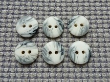 6 x Small Grey White Black 2 Hole Buttons 14mm Jumper Cardigan Crafts Vintage