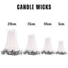 CANDLE WICKS PRE WAXED WITH SUSTAINERS LONG TABBED FOR CANDLE MAKING CRAFT UK