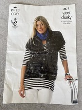 King Cole 3579 Gilet Knitting Pattern For Super Chunky Yarn