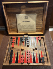 Wooden Backgammon Set - with Wooden Pieces and Dice - 10 Inches