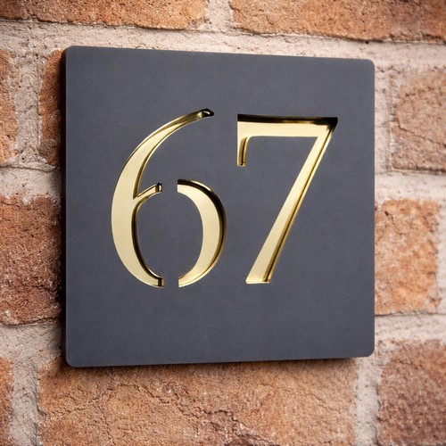 House number sign - , anthracite