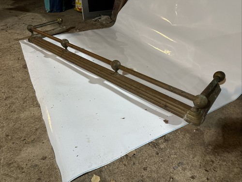Brass victorian hearth fender - hearth,