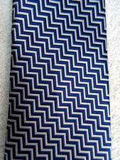 NAVY BLUE SILVER GREY ZIG ZAG 3.25 INCH polyester NECKTIE TIE PRIMARK