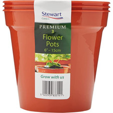 Stewart Premium Plastic Flower Pots Pack Of 3 6" 13cm Seedling Grow Pots Tubs