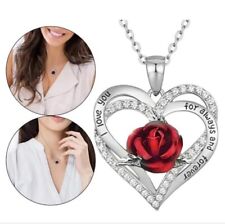 Ladies Women GIFT Fashion Heart Silver I LOVE YOU Necklace Xmas Birthday jewelry