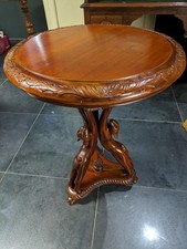 Vintage Carved Cat Wooden Side Table - Plant Stand 