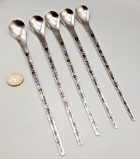 5 Berndorf Stainless Flower Painted Handles Latte Iced Tea Sundae Long Spoons