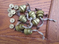 Lot of 7 BRASS LAMP BURNER & FILLER CAPS with insert collars, wick inluded