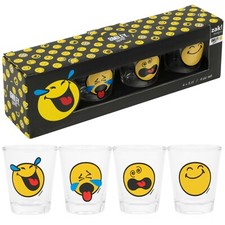 Set Of 4 8 12 50ml Smiley Face Shot Glasses Bar Tumbler Vodka Liquor Party Gift