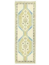 New Khaki Beige Blue Bath or Kitchen Sink Runner 2x6 ft Turkish Oushak Runner