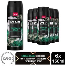 Lynx Fine Fragrance Collection Emerald Sage Deodorant Body Spray 150ml, 6 Pack