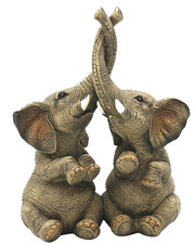 SALE Grey Loving Elephants Figure With Entwined Trunks Anniversary Gift Decor