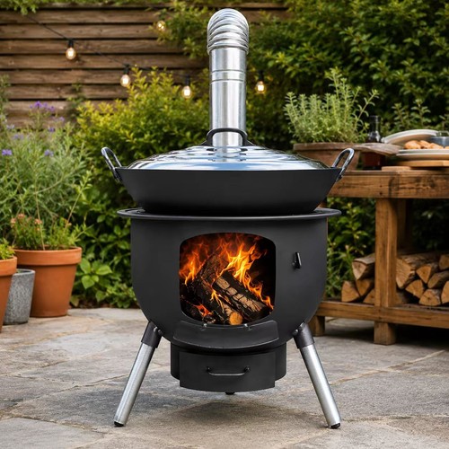 Outdoor wood burning - burning, stove