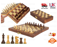 Real Wood Large Handmade Folding Chess Set Xmas Gift UK Stock