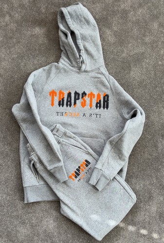 Trapstar tracksuit grey orange - trapstar,